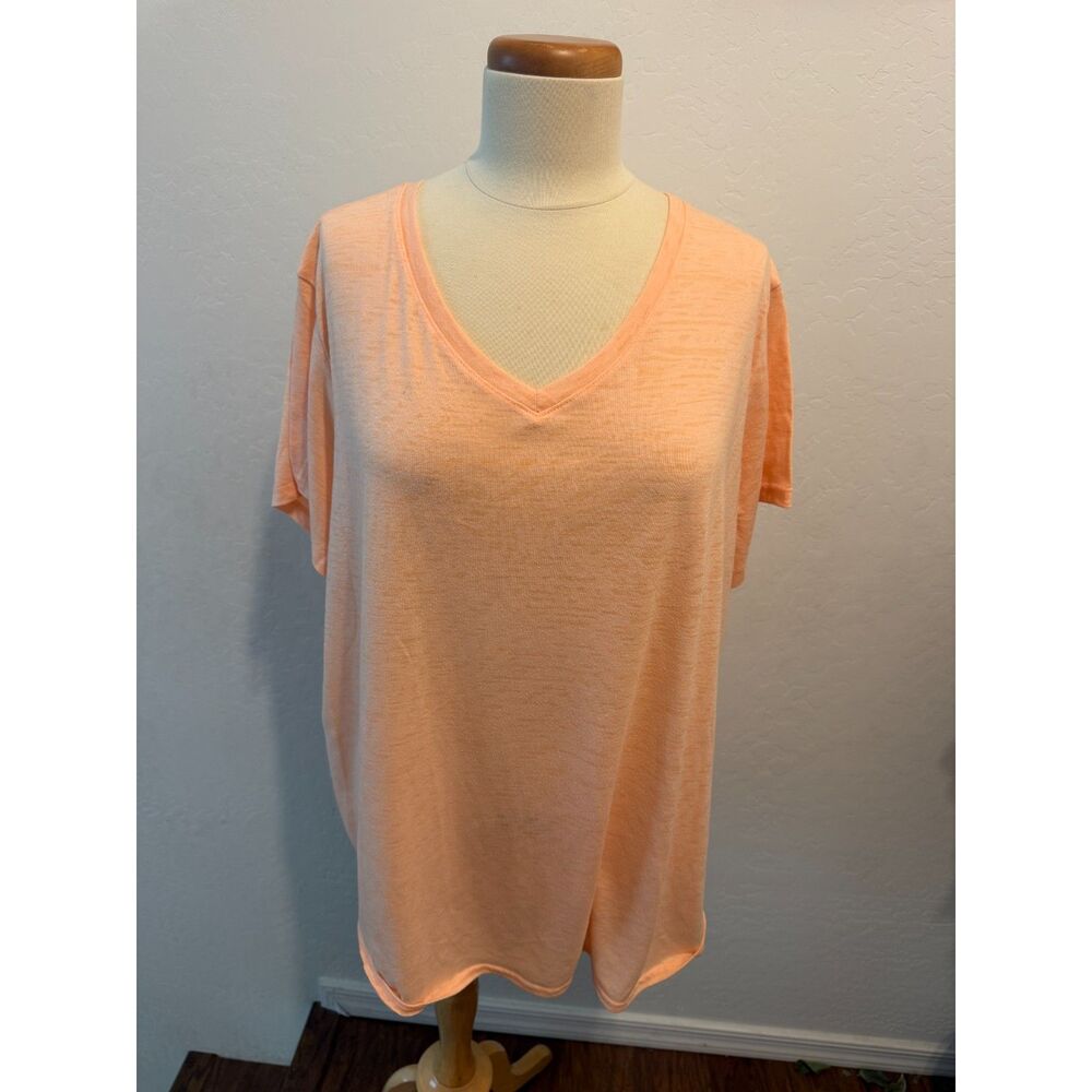 Tek Gear, DryTek Heathered Melon V-Neck Tee – Size 3XL